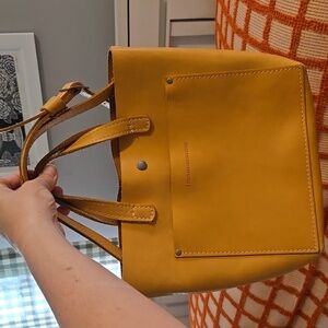 Portland Leather 'Almost Perfect' Mini Crossbody Tote In Sunflower